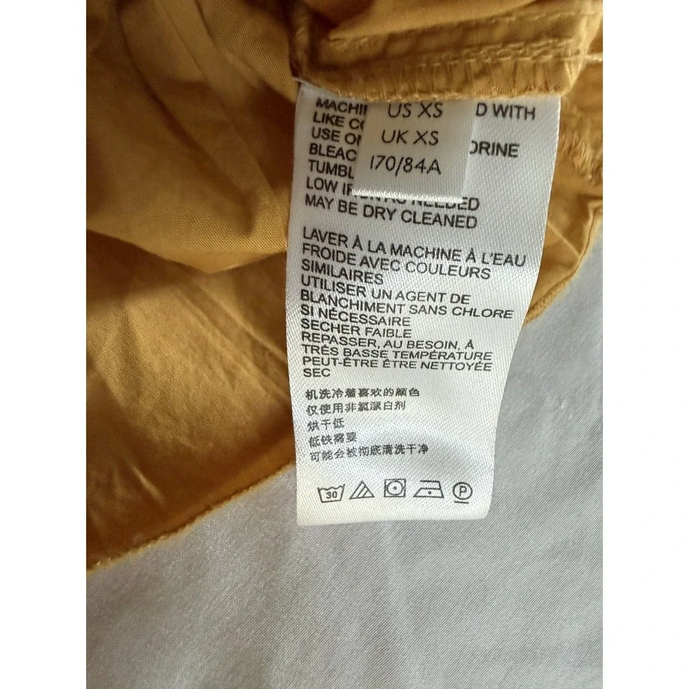Free People Whoa Ruffle Top Blouse Mustard Yellow XS 100% Cotton Boho Romantic